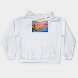 Out sailing in the open sea Kids Hoodie